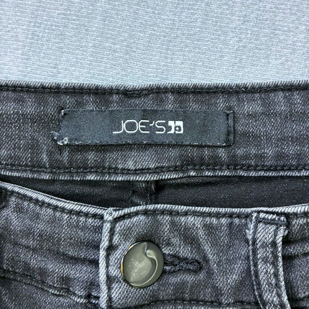 Joe’s Jeans Women 27 Bootcut Black Wash Cropped Raw Hem Stretch Denim Frayed - Picture 3 of 8